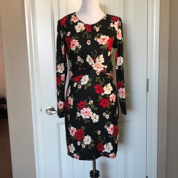 Planet Gold Womens Juniors Floral Print Twist Front Party Dress Black XL Planet Gold Womens Juniors Floral Print Twist Front Party Dress Black XL